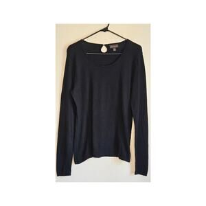 Apropos Black Long Sleeve Cotton/Rayon Sweater W/Keyhole Button, Sz L